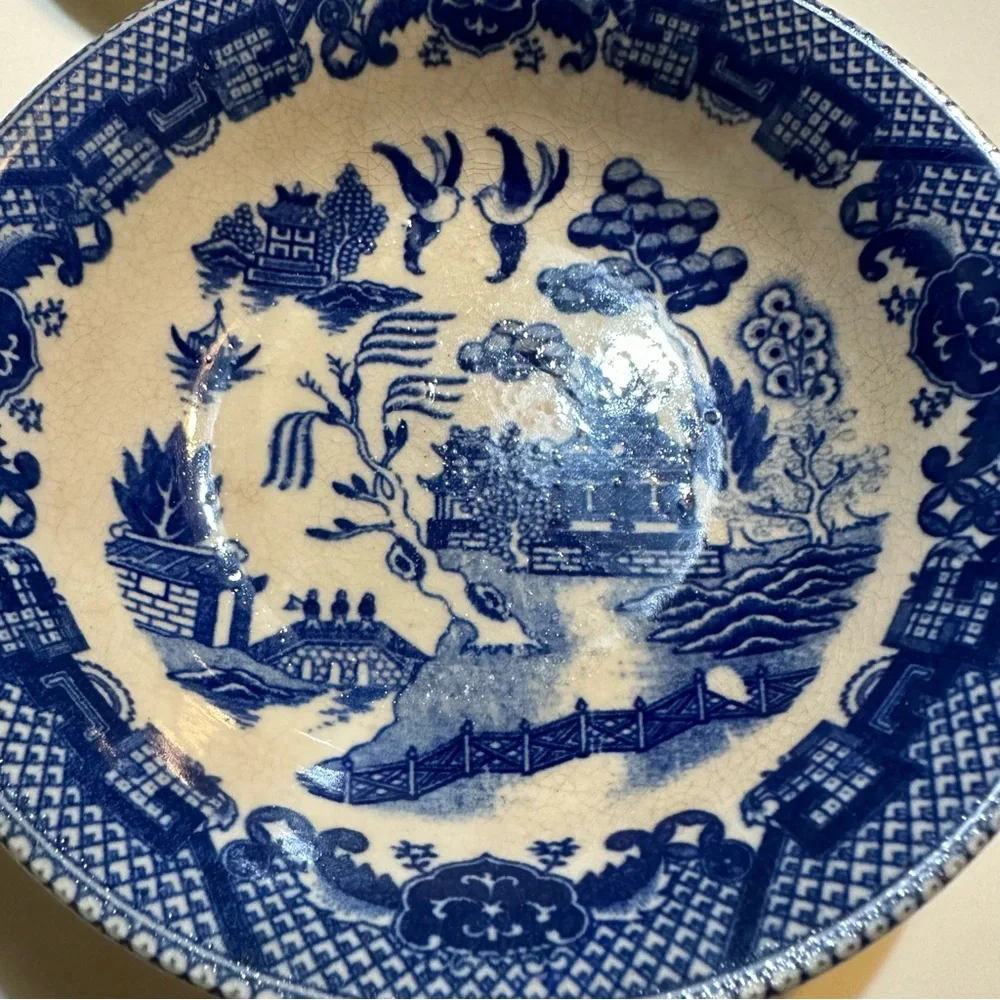Four Blue Willow Vintage Fruit Bowls Made In Japan